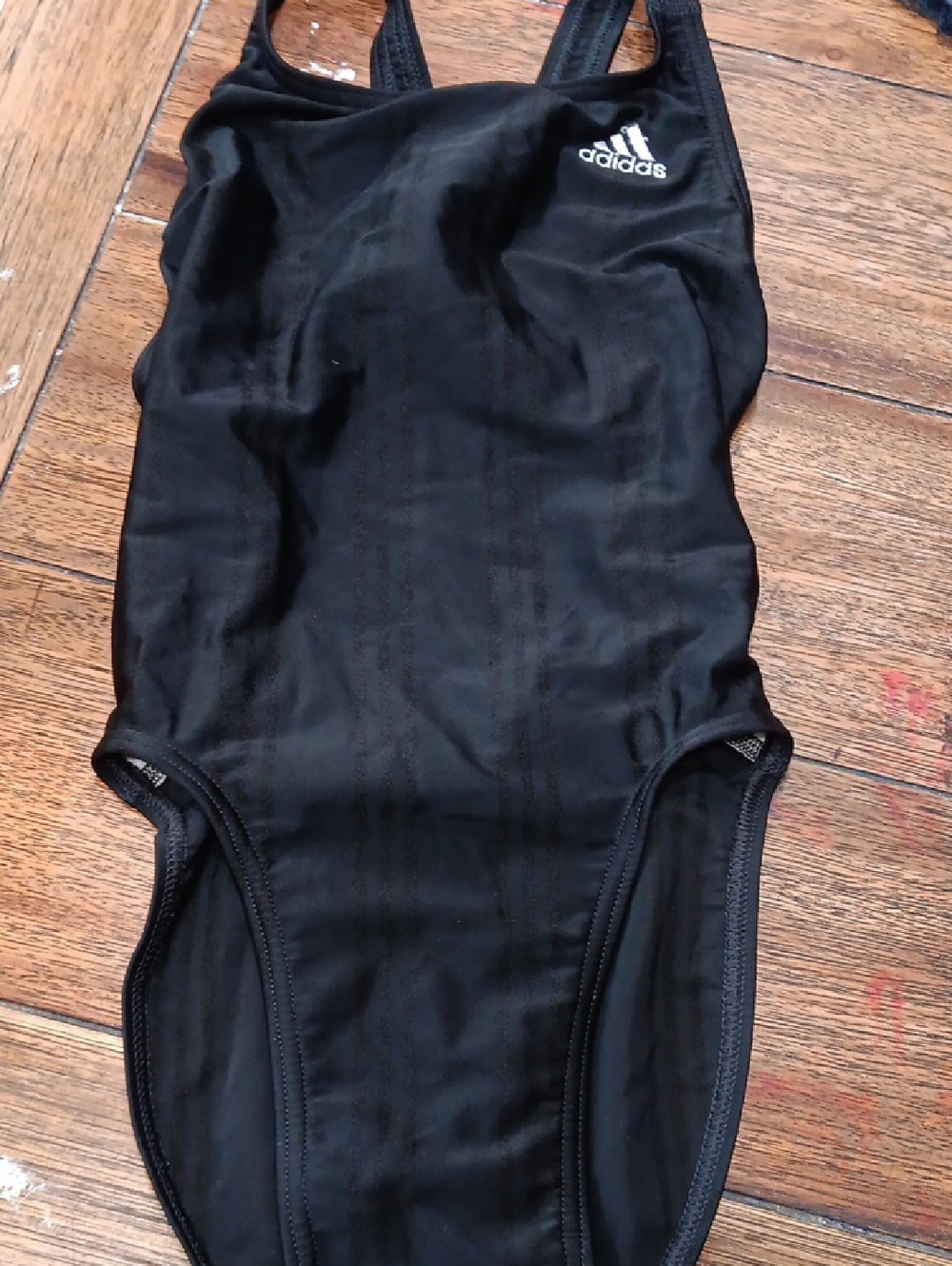 adidas Black Racerback One-Piece Swim Suit with White Logo